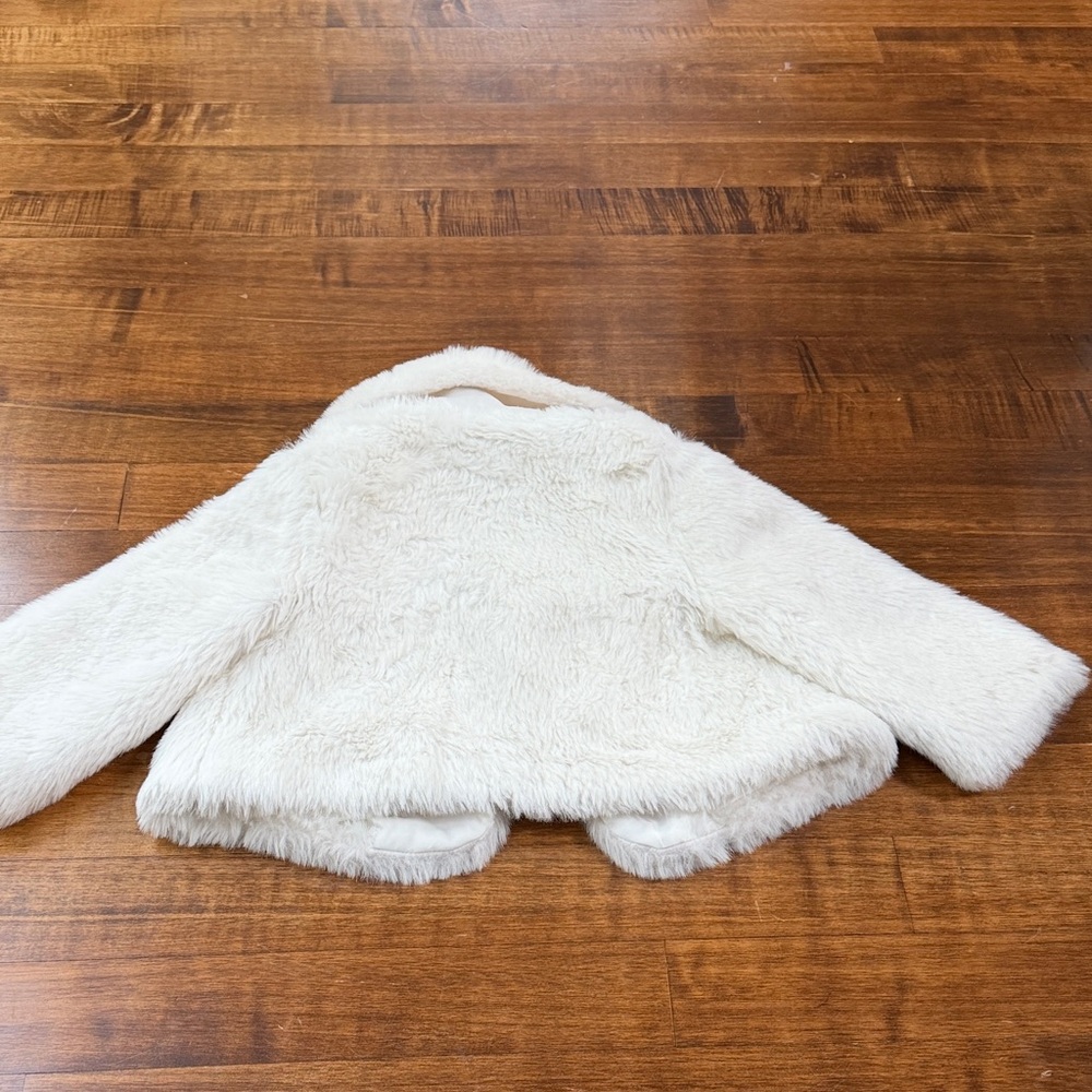 Janie and Jack White Faux Fur Kids Coat - Picture 5 of 5